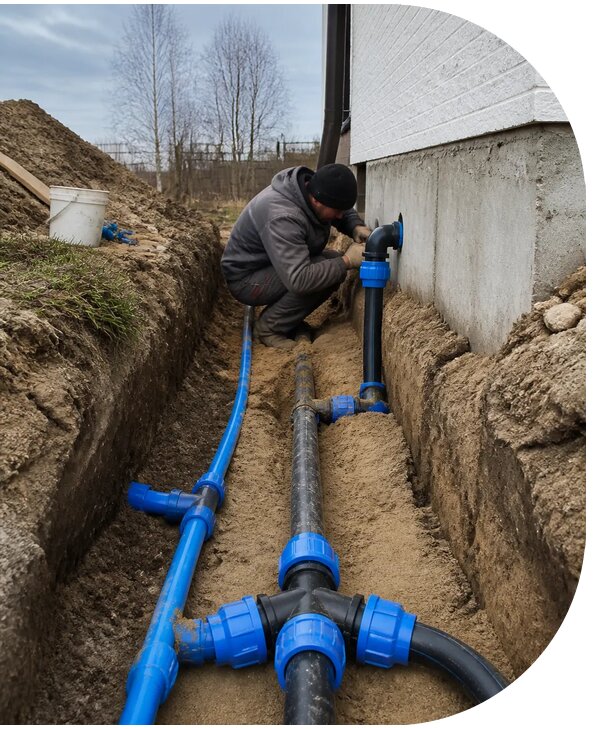 Монтаж наружного водопровода на участке под ключ в Майкопе